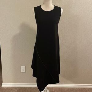 DKNY Sleeveless Black Shift Dress Zipper Detail Little Black LBD Womens Cocktail